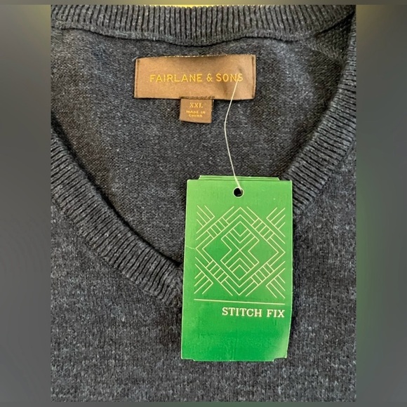 NWT Fairlane & Sons Stitch Fix sweater Blue Navy Size XXL V-Neck Men - Picture 3 of 8